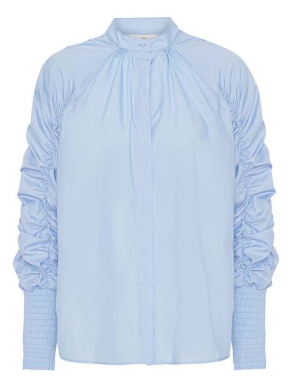 Karmamia Morgan Shirt Sky Blue High Neck Blouse Sleeveless Size S